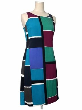 Loft Sleeveless Color Block  Dress Small